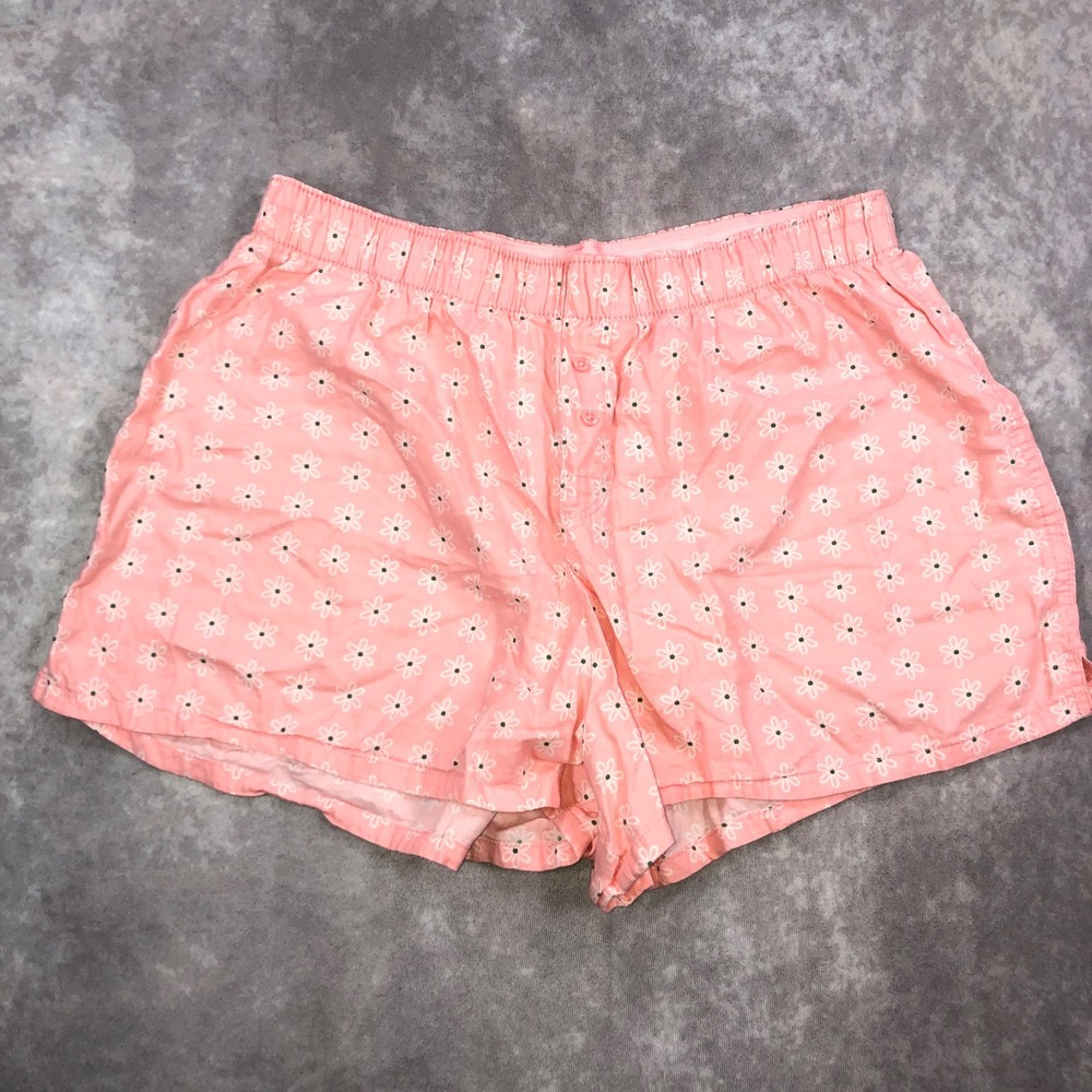 Colsie Pink Daisy Floral Print Pajama Sleep Shorts Womens Medium Elastic Waist